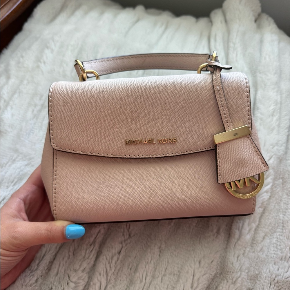 Michael Kors Pink Ava Leather Mini Bag with Gold Accents